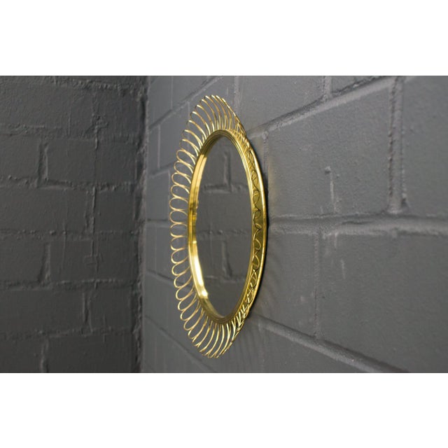 Mid-Century Modern Small Spiral Brass Mirror, 1950s For Sale - Image 3 of 5