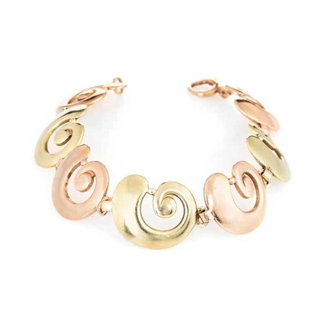 Mid 20th Century Tiffany & Co. Vintage Bracelet 14k Rose & Yellow Gold Swirl Snail Shell Signed For Sale - Image 4 of 4