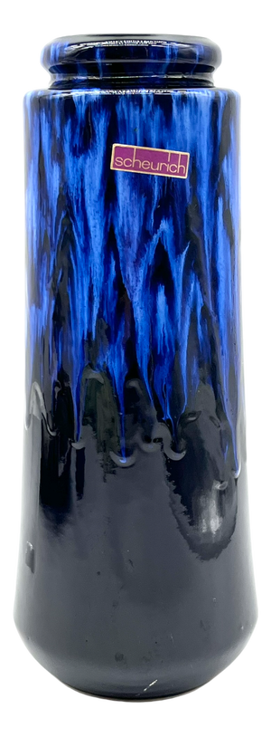 Ceramic Fat Lava Vase with Blue-Black Color Gradient from Scheurich, West Germany