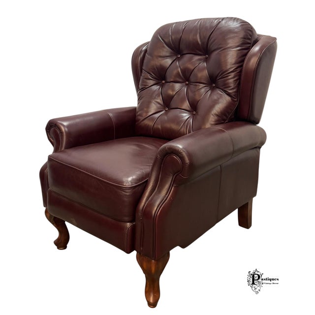 Vintage Traditional American Style Tufted Leather Recliners - Pair For Sale - Image 11 of 12