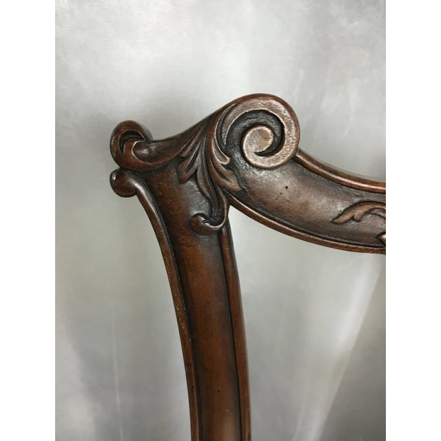 Carved Mahogany Chippendale Dining Chairs, Set of 6, White Faux Leather For Sale - Image 12 of 12