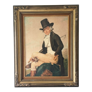 Mid 20th Century Jacques Louis David Portrait of Pierre Sériziat Neoclassical Gilt Framed Wall Art