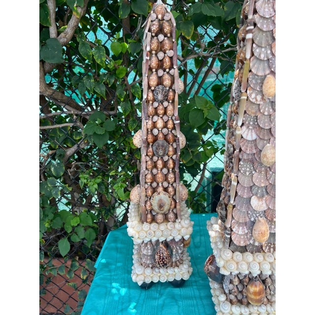 21st Century Christa's South Seashells Shell Encrusted Obelisks - a Pair For Sale - Image 10 of 12