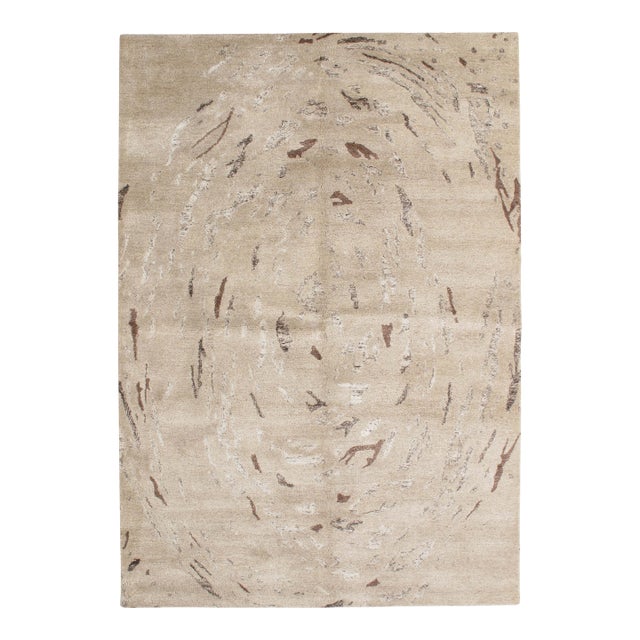 Hand-Knotted Modern Wool & Silk Rug 5'6" X 7'10" For Sale