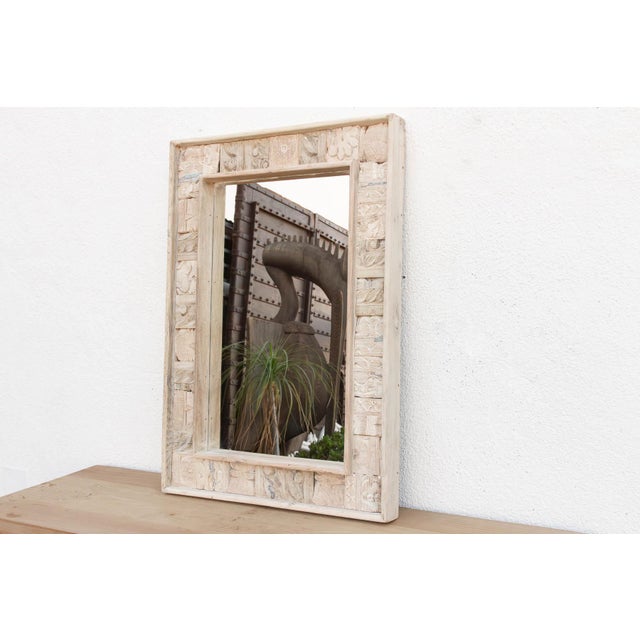 Rust Modern Farmhouse Carved Mirror For Sale - Image 4 of 6