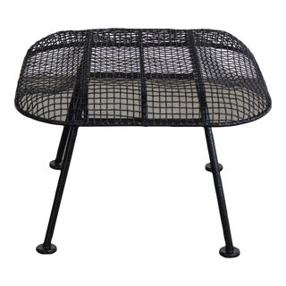 Mid-Century Modern Russell Woodard Sculptura Outdoor Wrought Iron Ottoman/Stool For Sale