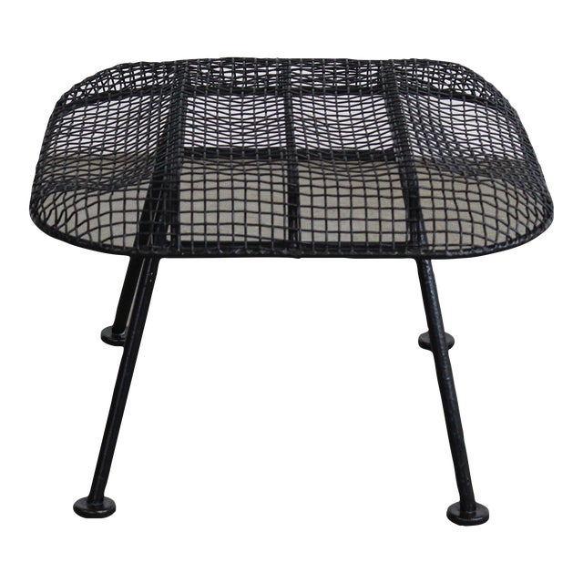 Mid-Century Modern Russell Woodard Sculptura Outdoor Wrought Iron Ottoman/Stool For Sale