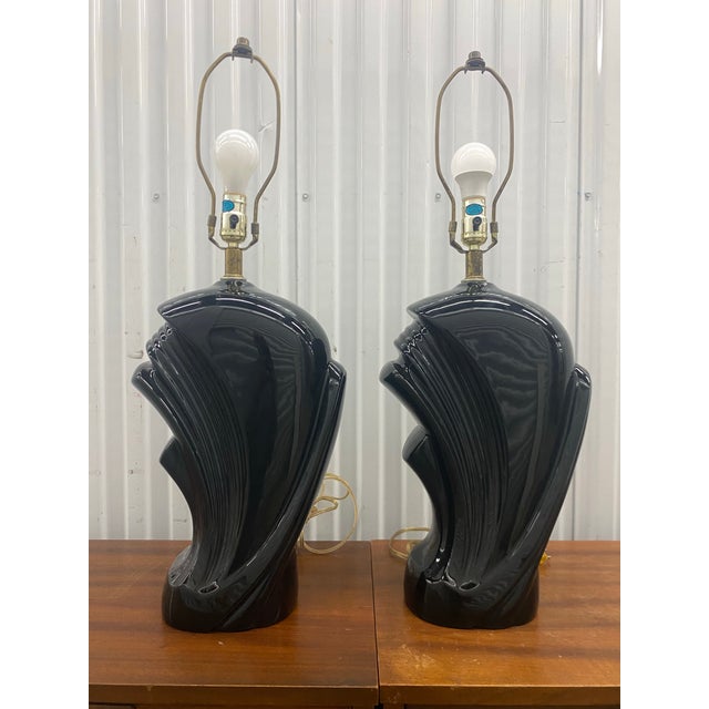 1980s Art-Deco Style Lamps a Pair . For Sale - Image 10 of 12
