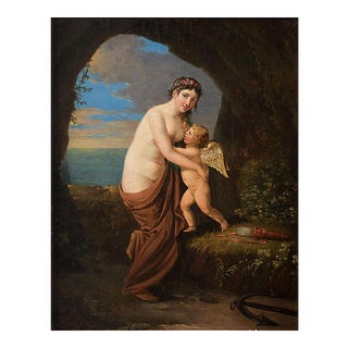 Allegorical Scene, Aphrodite and Eros - Oil on Canvas - Late 18th / Early 19th Late 18 - Early 19th Century For Sale