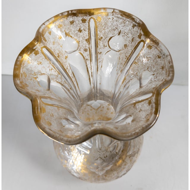 19th Century French or Bohemian Cut Glass Crystal Vase With Gilding For Sale - Image 9 of 15