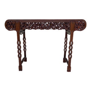 Vintage Asian Carved Huanghuali Rosewood Altar Table For Sale