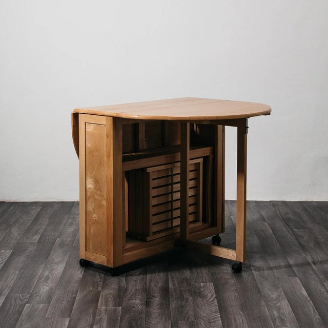 Vintage Drop-Leaf Opening Table and Folding Chairs, 1980s, Set of 5 For Sale - Image 13 of 14