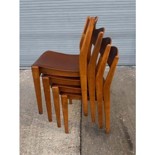 Wood Danish Teak and Birch Stacking Chairs, Hand-Crafted, 1962 For Sale - Image 7 of 14