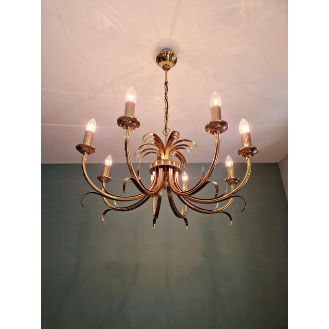 Large Hollywood Regency Brass Chandelier, Belgium, 1970 For Sale - Image 15 of 17