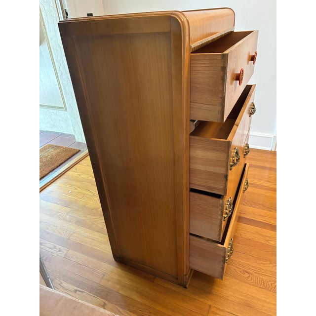 1930s Art Deco Blonde Four Drawer Dresser For Sale - Image 4 of 12