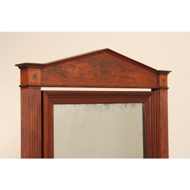 English Antique 19th Century Empire Style Mahogany Cheval Mirror On Brass Paw Feet For Sale - Image 3 of 12