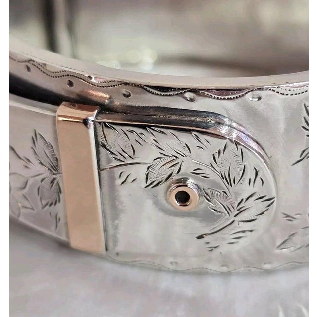 Antique Victorian Sterling Silver Aesthetic Belt Buckle Bangle, 1885 For Sale - Image 11 of 18