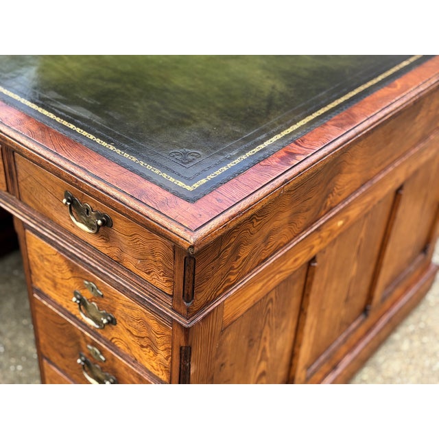 Late 19th Century Pitch Pine Partners Desk, 1880s For Sale - Image 5 of 12