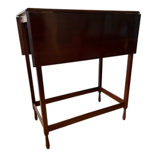 1900s English Rectangular Antique Mahogany Drop Leaf Side Table For Sale