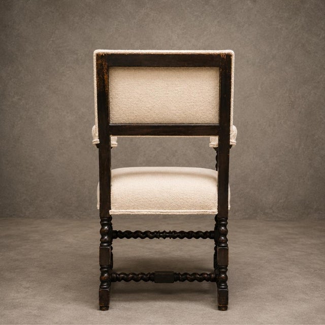 19th Century French Louis XIII Oak Arm Chair For Sale - Image 4 of 4