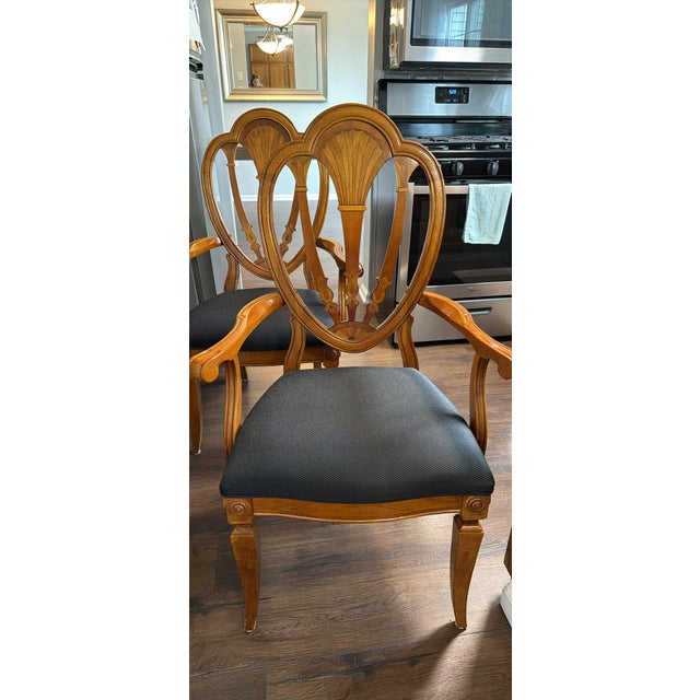Late 20th Century Set of Four Vintage Universal Furniture Carved Wood Armchairs For Sale - Image 5 of 6