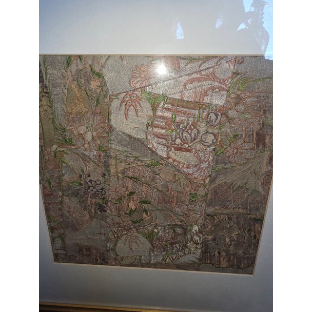 Mid 18th Century 18th Century Metalic Thread Brocade Fragment Framed For Sale - Image 5 of 8