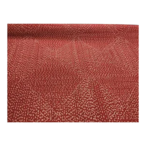 Donghia Sashiko Red Fabric / Kabocha Abstract Ethnic Geometric Upholstery Drapery Linen Cotton