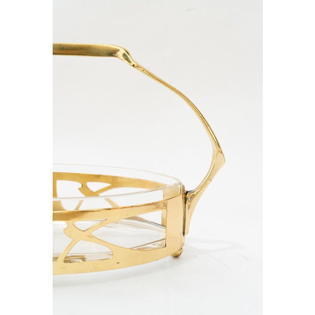 Art Deco Brass Centerpiece with Original Glasses, 1920s For Sale - Image 3 of 9