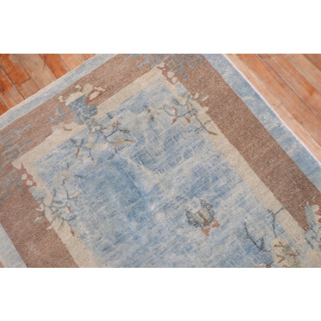 Art Deco Pair of Soft Blue Chinese Art Deco Rugs, 3' X 5'10'' For Sale - Image 3 of 13