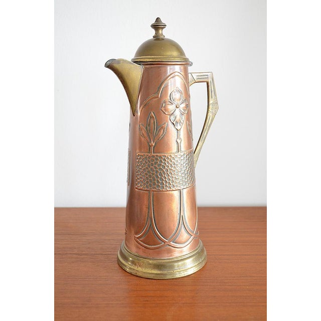 Art Nouveau Copper Jug ​​with Floral Motif, 1910s For Sale - Image 3 of 9