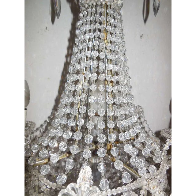Italian Beaded Crystal Basket Silver Chandelier For Sale - Image 4 of 10