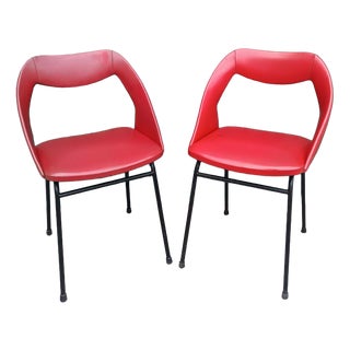 Vintage Red Vinyl Armchairs, 1970, Set of 2 For Sale