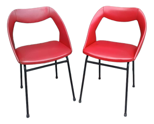 Vintage Red Vinyl Armchairs, 1970, Set of 2