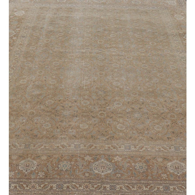 Antique Persian Tabriz Rug in Wool With All-Over Floral Design in Earth Colors 8'0 X 10'9 For Sale In Atlanta - Image 6 of 13