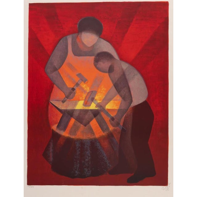 Louis TOFFOLI (1907-1999) The Apprentice Blacksmith, 1974 Original color lithograph Signed in pencil Limited edition of...
