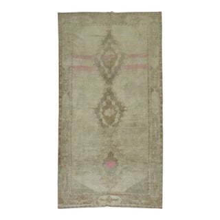 Vintage Neutral Pink Pop Turkish Gallery Rug - 6'4" x 12'1" For Sale