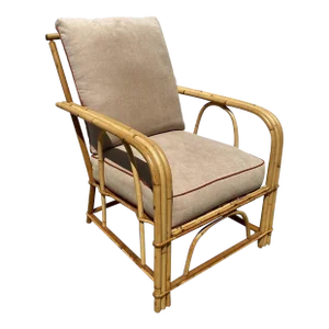 1950s Restored Rattan 3-Strand Lounge Chair by Heywood Wakefield