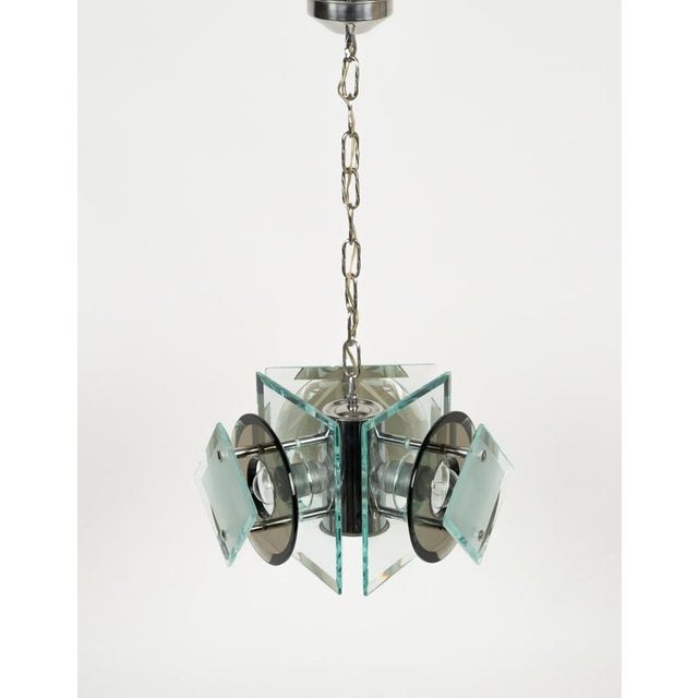 Mid-Century Modern Mid-Century Modern Italian Glass and Chrome Light by Lupi Cristal Luxor, 1970s For Sale - Image 3 of 13