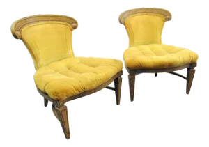 Regency Faux Painted Slipper Chairs - a Pair