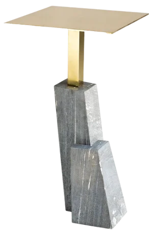 KEP T-Table in Brass and Marble by Noro Khachatryan