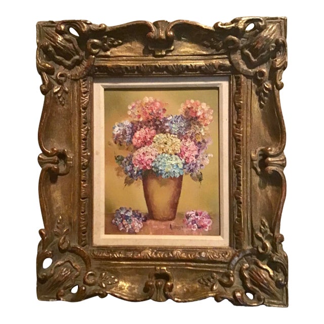 Original Still Life Oil Painting on Canvas in Gold Leaf Stiffel Frame For Sale