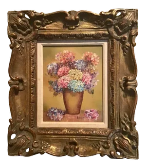 Original Still Life Oil Painting on Canvas in Gold Leaf Stiffel Frame