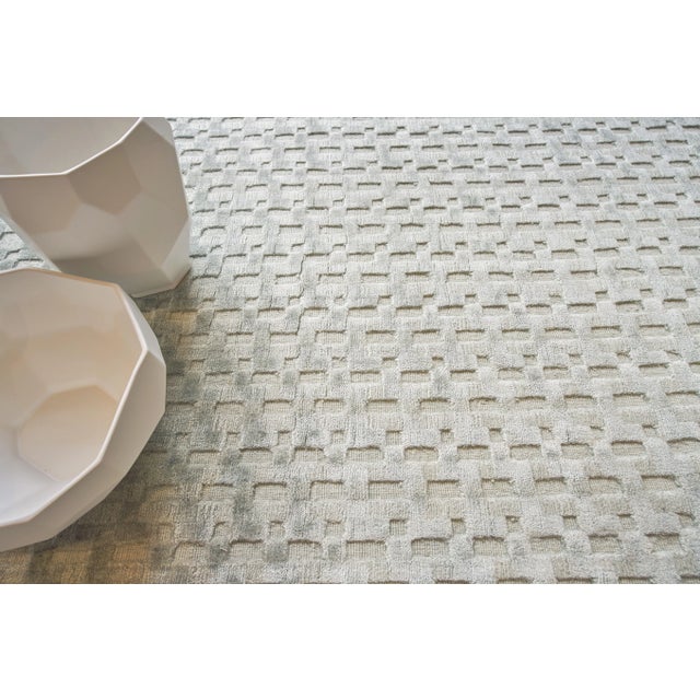 2020s Exquisite Rugs Monroe Silk Handmade Bamboo Silk & Cotton Light Green Rug-9'X12' For Sale - Image 5 of 7