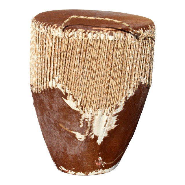 Tribal Embuutu Dual-Hide Drum Mid-Century Vintage Baganda Uganda For Sale