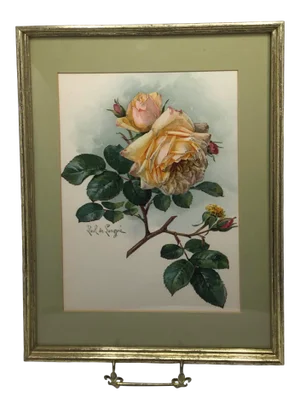 1905 Paul De Longpre Roses Framed Lithograph Printed by the Grey Co. New York