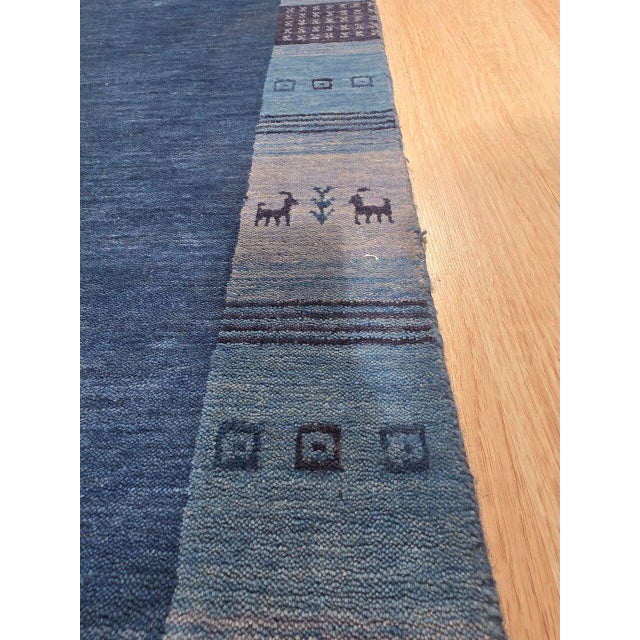 8x10 Handloomed Blue Gabbeh Tribal Geometric Modern Hand Loomed Wool Carpet Rug For Sale In New York - Image 6 of 6