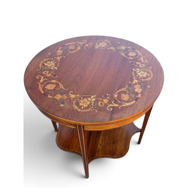 19th Century English Sheraton Mahogany Marquetary Center Table. For Sale - Image 15 of 15
