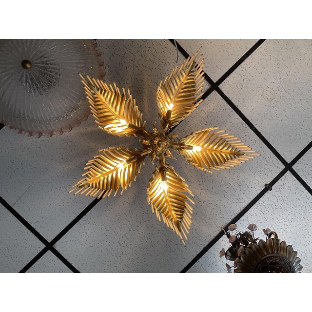 1990s Five Arm/ Branch Palm Tree Chandelier For Sale - Image 13 of 14
