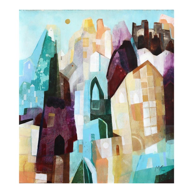 Manhattan Sunlight - Original Contemporary New York Cityscape Acrylic Painting on Canvas by Maria C Bernhardsson For Sale