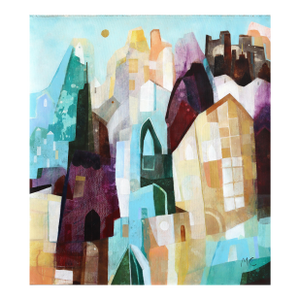Manhattan Sunlight - Original Contemporary New York Cityscape Acrylic Painting on Canvas by Maria C Bernhardsson